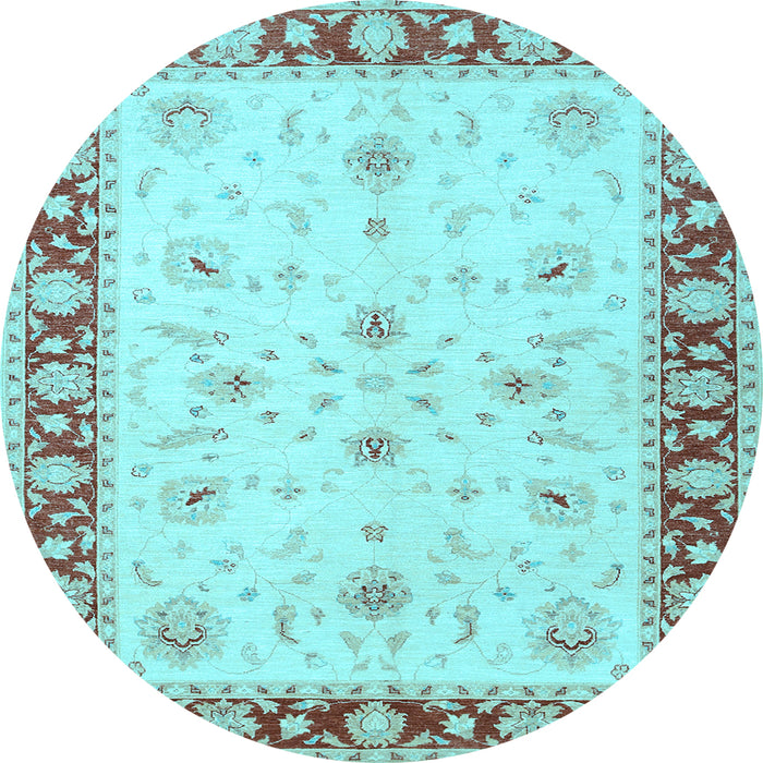 Round Machine Washable Persian Light Blue Traditional Rug, wshtr1792lblu