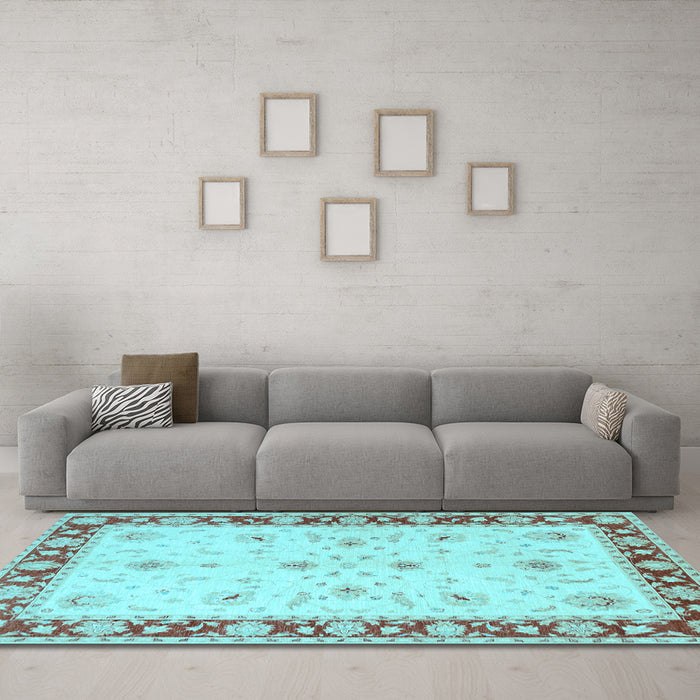 Machine Washable Persian Light Blue Traditional Rug in a Living Room, wshtr1792lblu