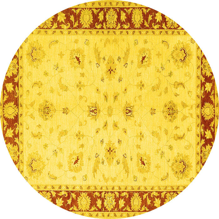 Round Persian Yellow Traditional Rug, tr1792yw