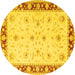 Round Persian Yellow Traditional Rug, tr1792yw