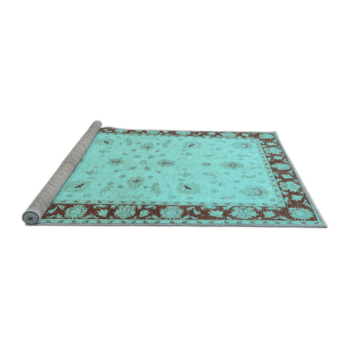 Sideview of Machine Washable Persian Light Blue Traditional Rug, wshtr1792lblu