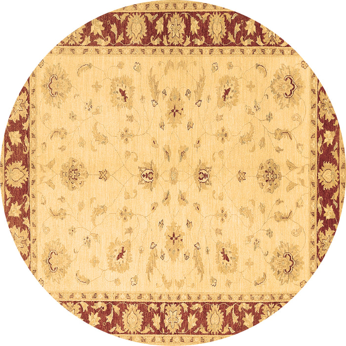 Round Machine Washable Persian Brown Traditional Rug, wshtr1792brn