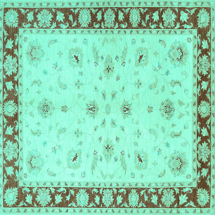 Square Machine Washable Persian Turquoise Traditional Area Rugs, wshtr1792turq