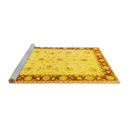 Sideview of Machine Washable Persian Yellow Traditional Rug, wshtr1792yw