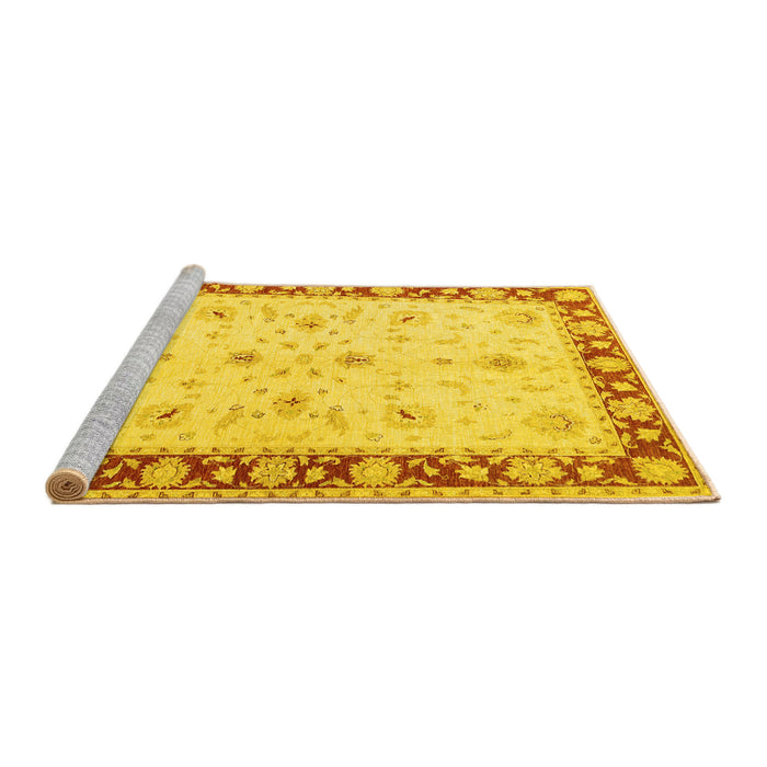 Sideview of Machine Washable Persian Yellow Traditional Rug, wshtr1792yw