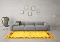 Machine Washable Persian Yellow Traditional Rug, wshtr1792yw