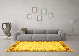 Machine Washable Persian Yellow Traditional Rug in a Living Room, wshtr1792yw