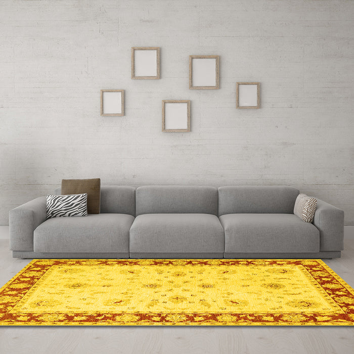 Machine Washable Persian Yellow Traditional Rug in a Living Room, wshtr1792yw