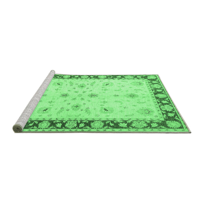 Sideview of Machine Washable Persian Emerald Green Traditional Area Rugs, wshtr1792emgrn