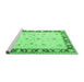 Sideview of Machine Washable Persian Emerald Green Traditional Area Rugs, wshtr1792emgrn