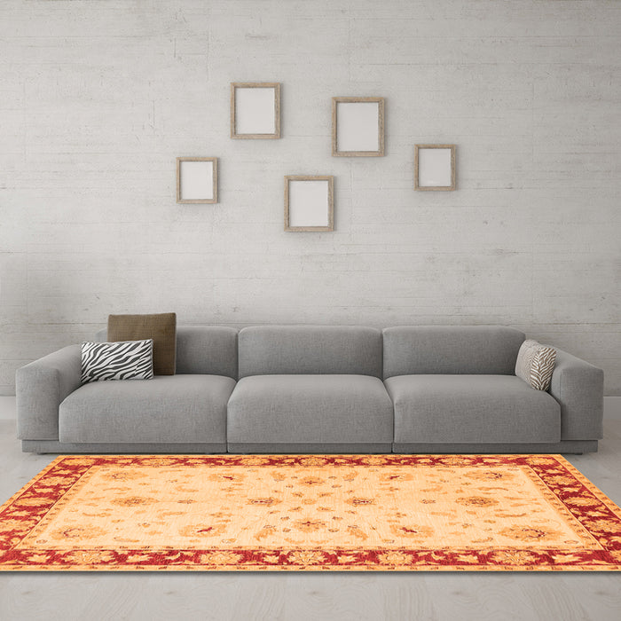 Machine Washable Persian Orange Traditional Area Rugs in a Living Room, wshtr1792org