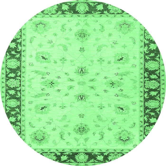 Round Persian Emerald Green Traditional Rug, tr1792emgrn