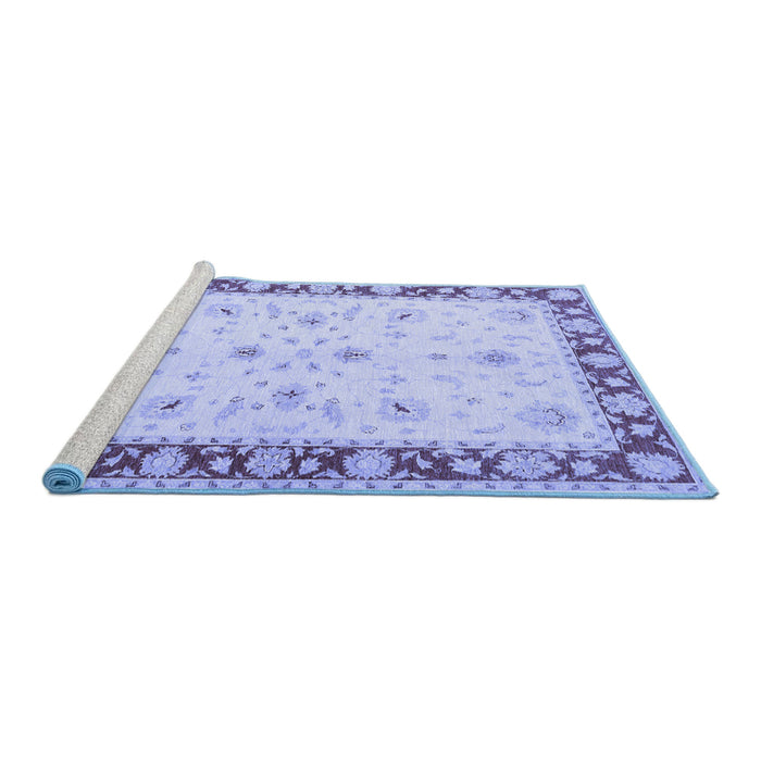 Sideview of Machine Washable Persian Blue Traditional Rug, wshtr1792blu