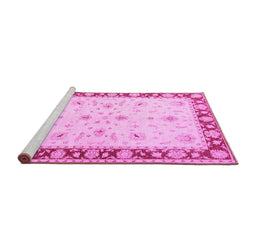 Sideview of Machine Washable Persian Pink Traditional Rug, wshtr1792pnk