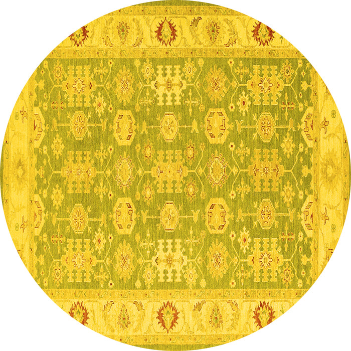 Round Persian Yellow Traditional Rug, tr1793yw