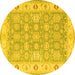 Round Persian Yellow Traditional Rug, tr1793yw