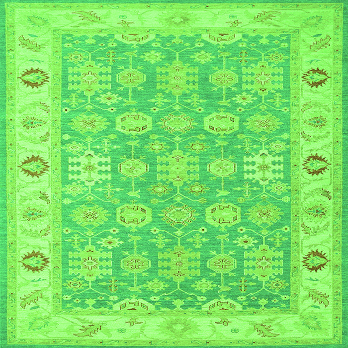 Round Machine Washable Persian Green Traditional Area Rugs, wshtr1793grn