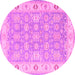 Round Machine Washable Persian Pink Traditional Rug, wshtr1793pnk