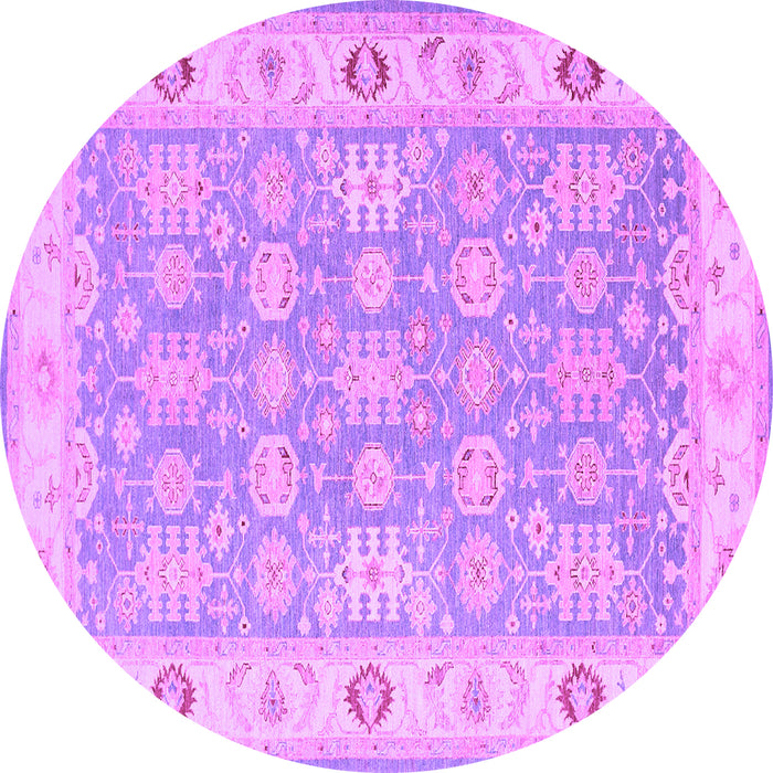 Round Machine Washable Persian Purple Traditional Area Rugs, wshtr1793pur