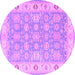 Round Machine Washable Persian Purple Traditional Area Rugs, wshtr1793pur