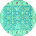 Round Machine Washable Persian Turquoise Traditional Area Rugs, wshtr1793turq