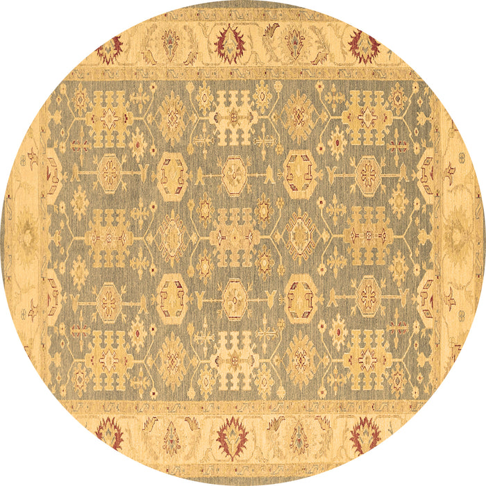 Round Persian Brown Traditional Rug, tr1793brn