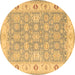 Round Persian Brown Traditional Rug, tr1793brn