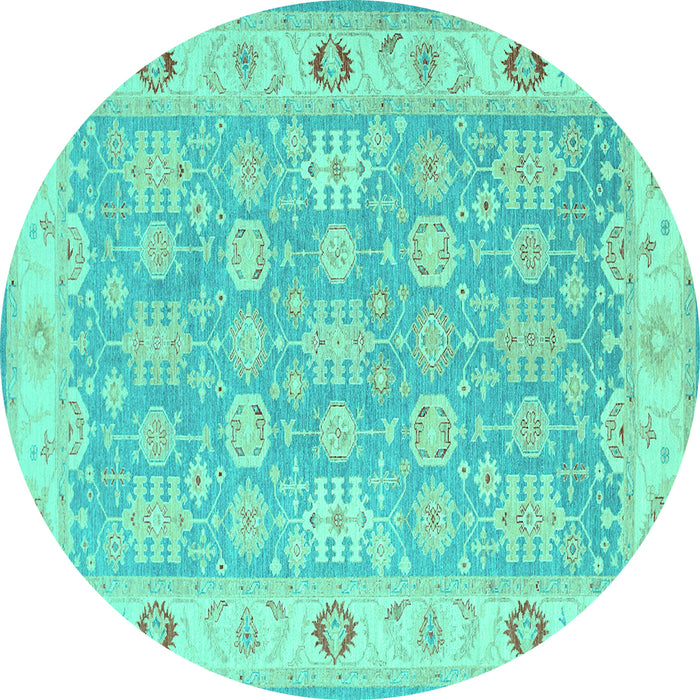 Round Persian Turquoise Traditional Rug, tr1793turq