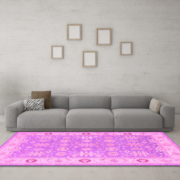 Machine Washable Persian Pink Traditional Rug in a Living Room, wshtr1793pnk