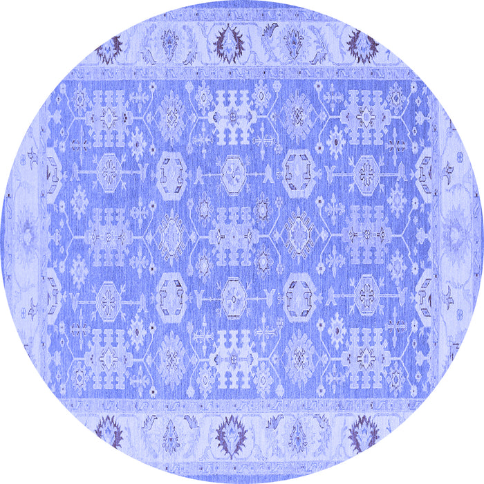 Round Persian Blue Traditional Rug, tr1793blu