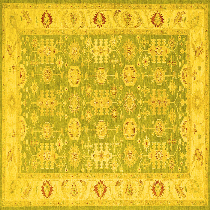 Square Machine Washable Persian Yellow Traditional Rug, wshtr1793yw