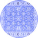 Round Machine Washable Persian Blue Traditional Rug, wshtr1793blu