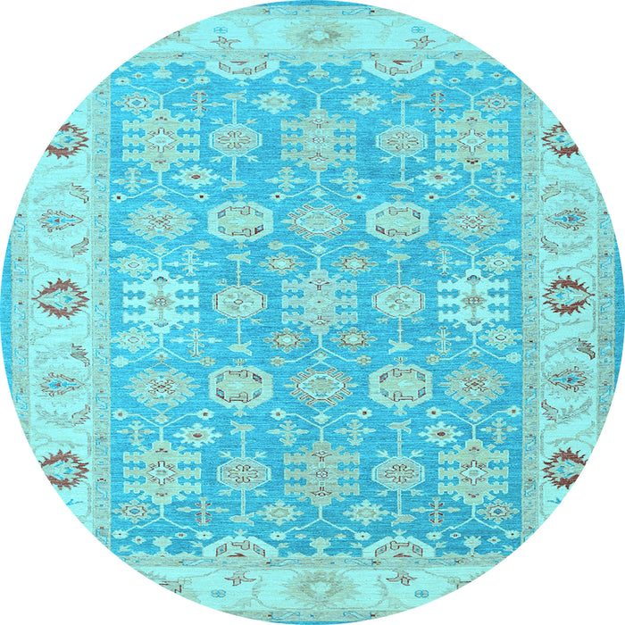 Round Machine Washable Persian Light Blue Traditional Rug, wshtr1793lblu