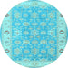 Round Machine Washable Persian Light Blue Traditional Rug, wshtr1793lblu