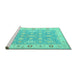 Sideview of Machine Washable Persian Turquoise Traditional Area Rugs, wshtr1793turq