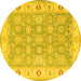 Round Machine Washable Persian Yellow Traditional Rug, wshtr1793yw