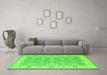 Machine Washable Persian Green Traditional Area Rugs in a Living Room,, wshtr1793grn