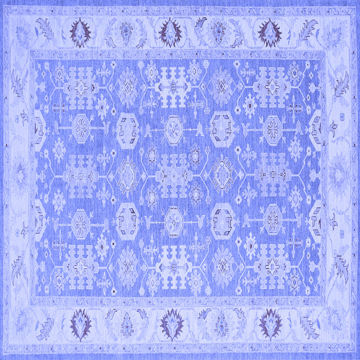Square Machine Washable Persian Blue Traditional Rug, wshtr1793blu