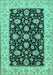 Machine Washable Oriental Turquoise Traditional Area Rugs, wshtr1794turq