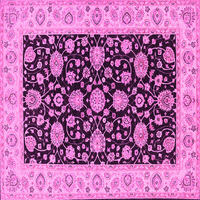 Square Oriental Pink Traditional Rug, tr1794pnk