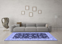 Machine Washable Oriental Blue Traditional Rug, wshtr1794blu