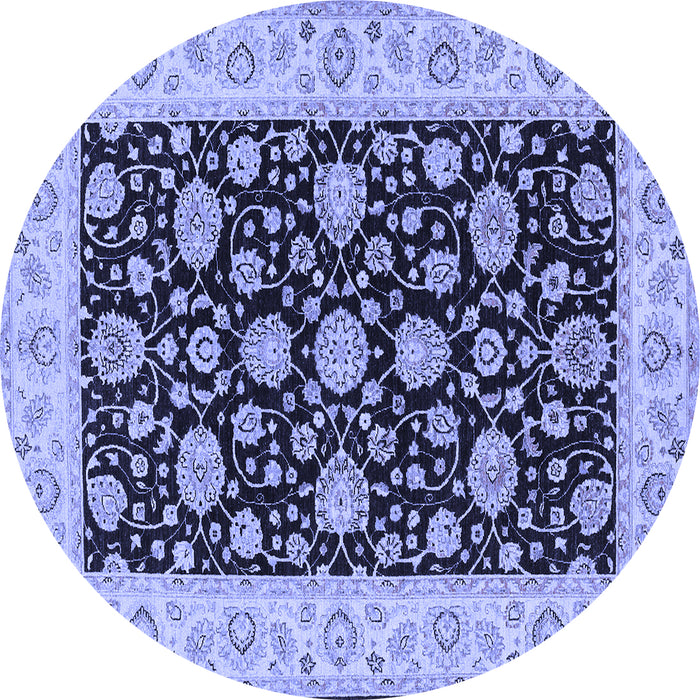Round Oriental Blue Traditional Rug, tr1794blu