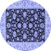Round Oriental Blue Traditional Rug, tr1794blu