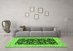 Machine Washable Oriental Green Traditional Area Rugs in a Living Room,, wshtr1794grn