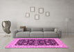 Machine Washable Oriental Pink Traditional Rug in a Living Room, wshtr1794pnk