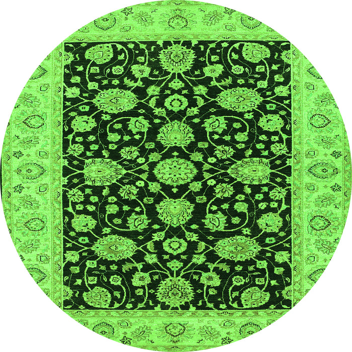 Square Oriental Green Traditional Rug, tr1794grn