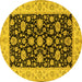 Round Oriental Yellow Traditional Rug, tr1794yw