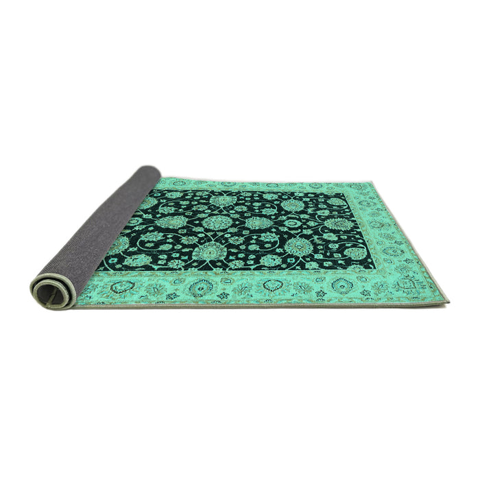 Sideview of Oriental Turquoise Traditional Rug, tr1794turq