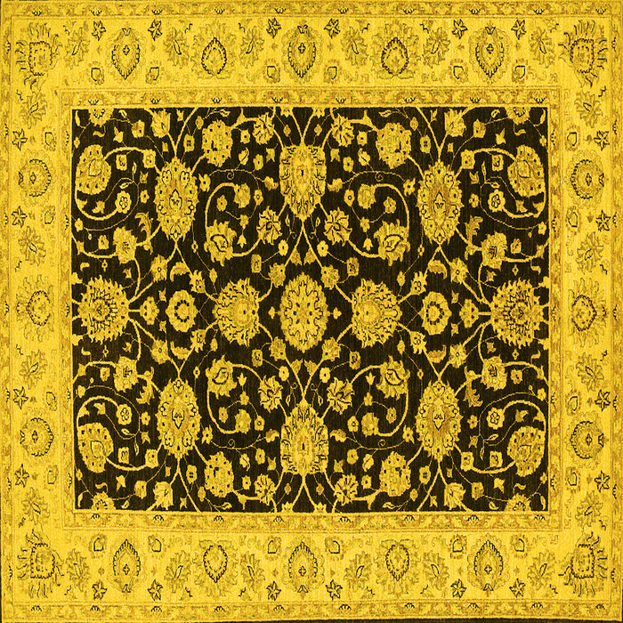 Square Machine Washable Oriental Yellow Traditional Rug, wshtr1794yw