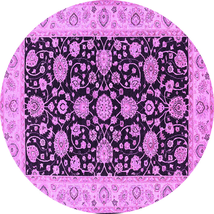 Round Oriental Purple Traditional Rug, tr1794pur